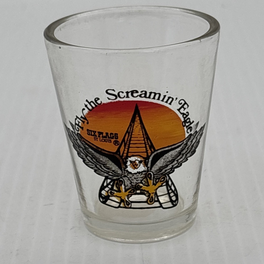 Vintage Six Flags St Louis Fly the Screamin Eagle Souvenir Shot Glass Coaster